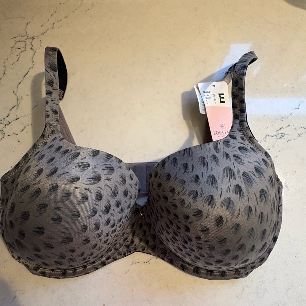 Rosa Faia Malia Bra 32E Platinum Gray Animal  Seamless Underwire Beautyfull NWT